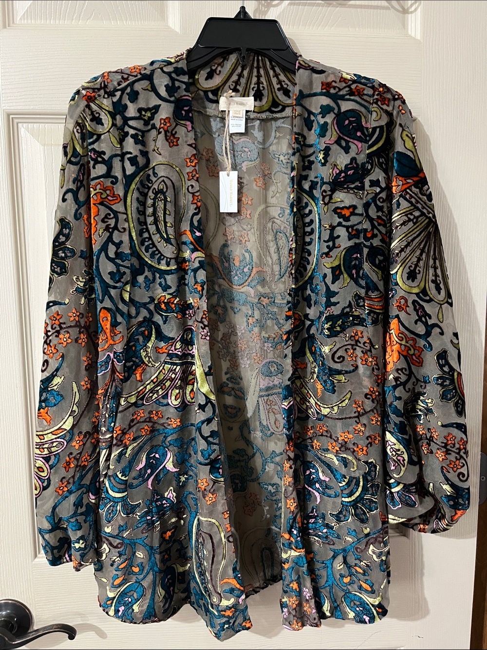 World Market Multicolor Paisley Sheer Tunic Jacket OS